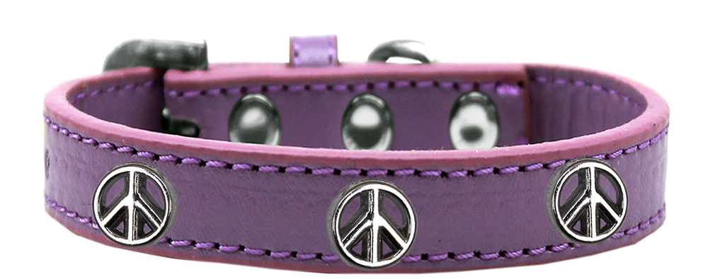 Peace Sign Widget Dog Collar Lavender Size 20